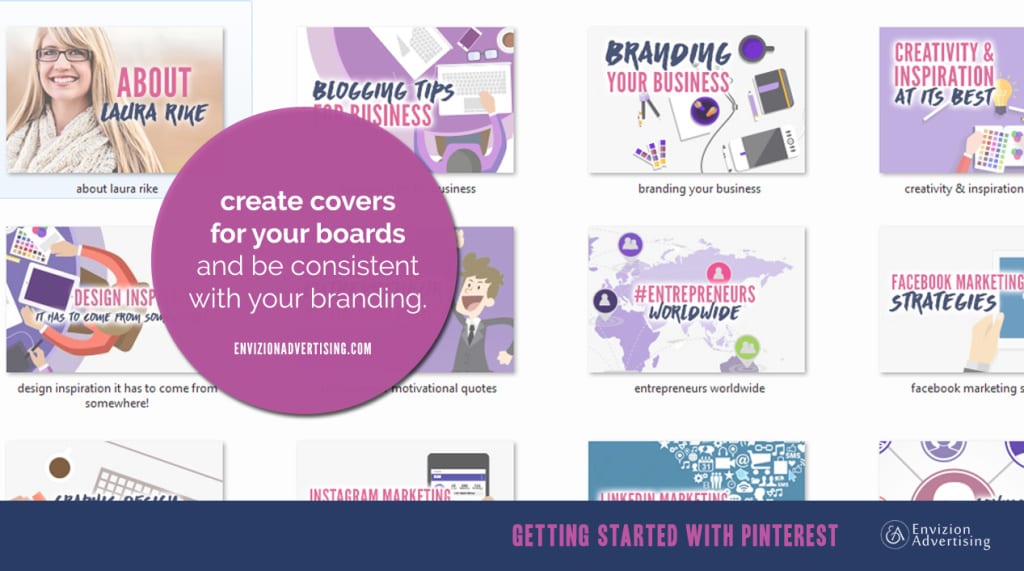 Create covers for your boards and use colors according to your branding