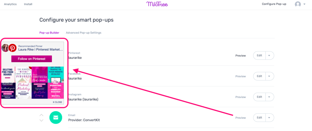 What can you do with milotree pop-up?