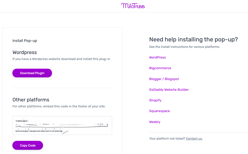 Installing the milotree plugin